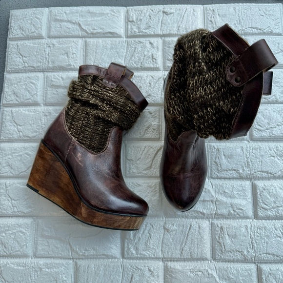 BED STU Brown DISTRESSED Slouch PLATFORM BOOTS 7.5 - Picture 1 of 9